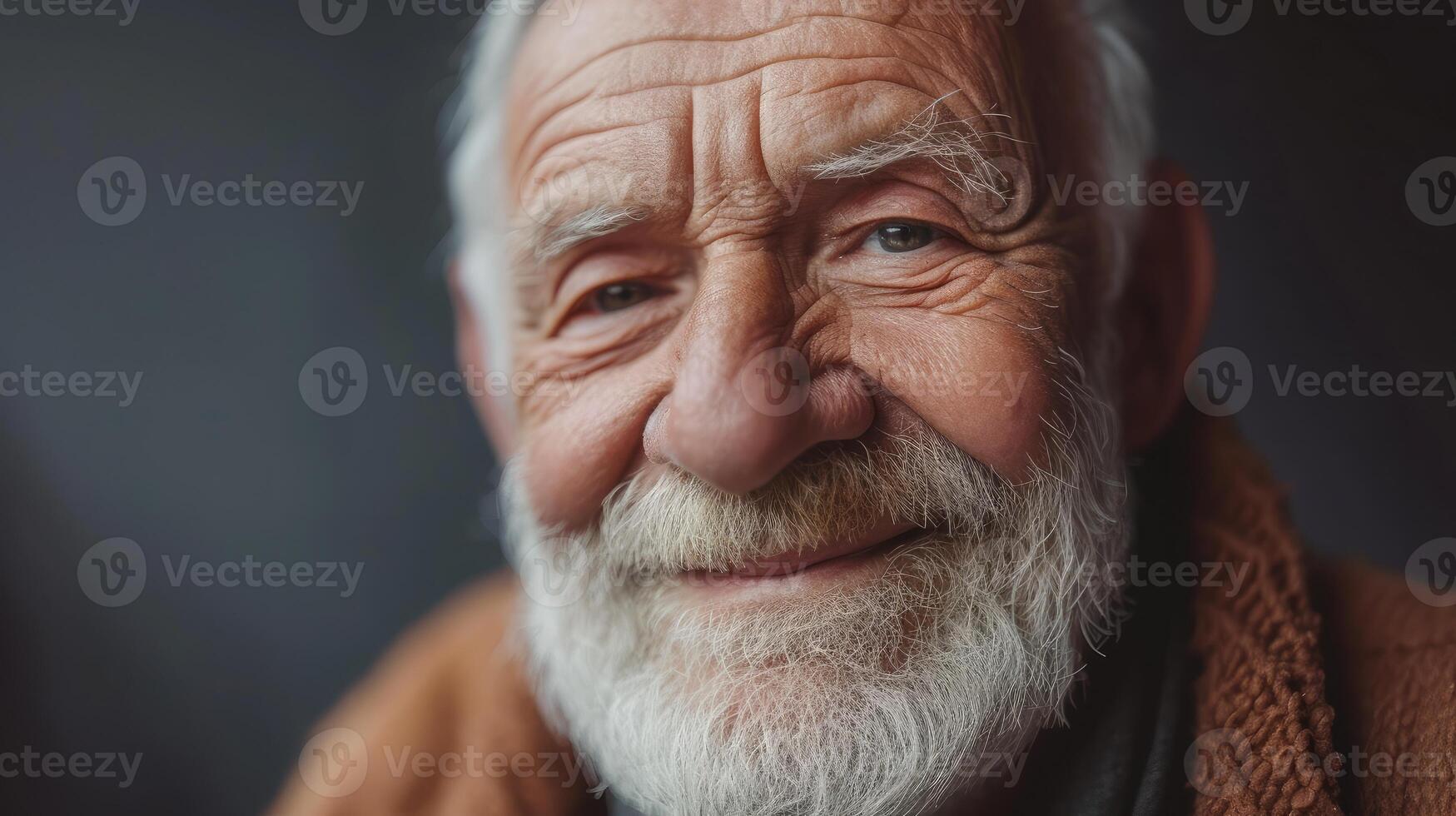 AI generated close-up portrait of happy senior man looking at camera photo