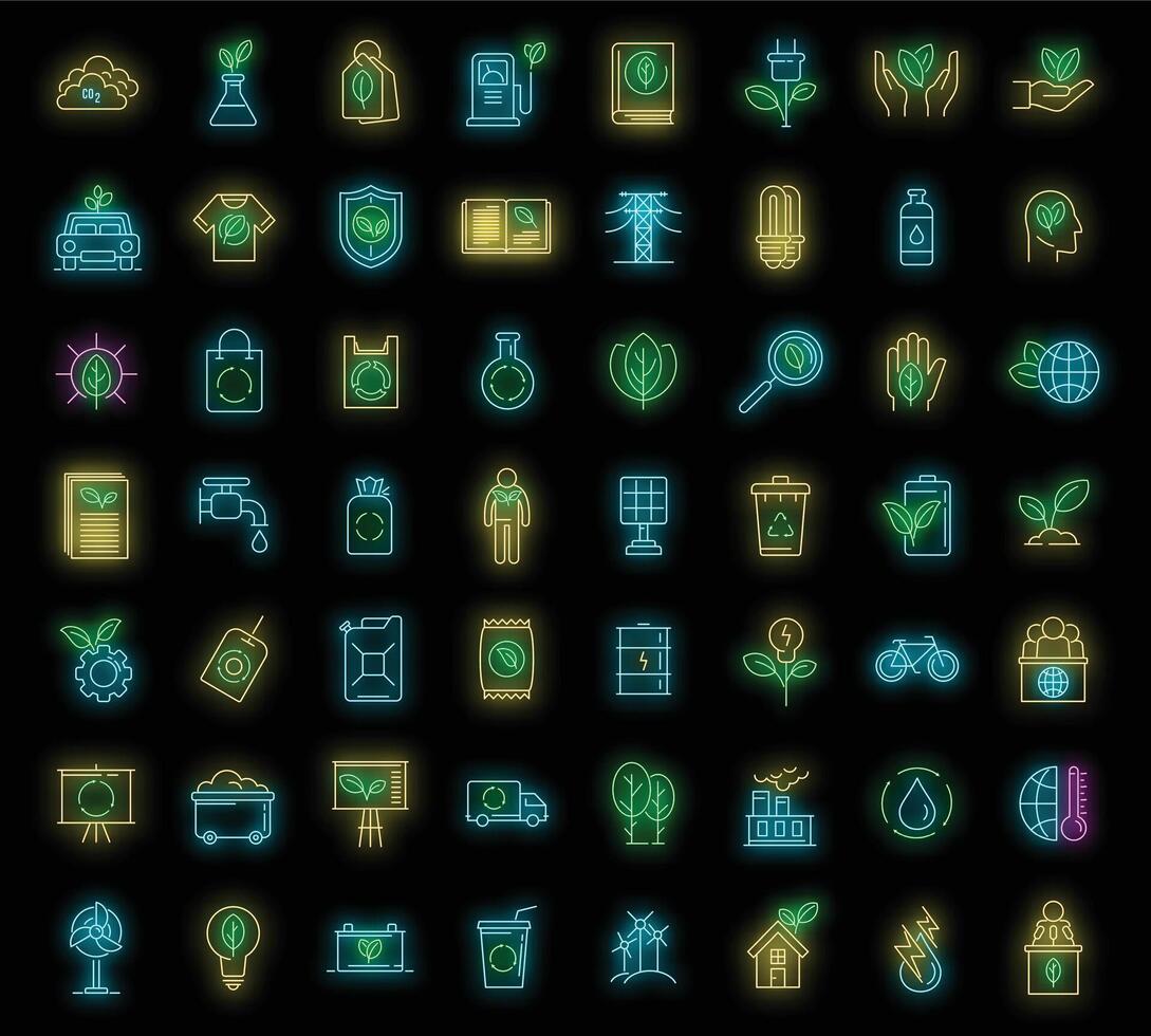 Ecologist icons set vector neon