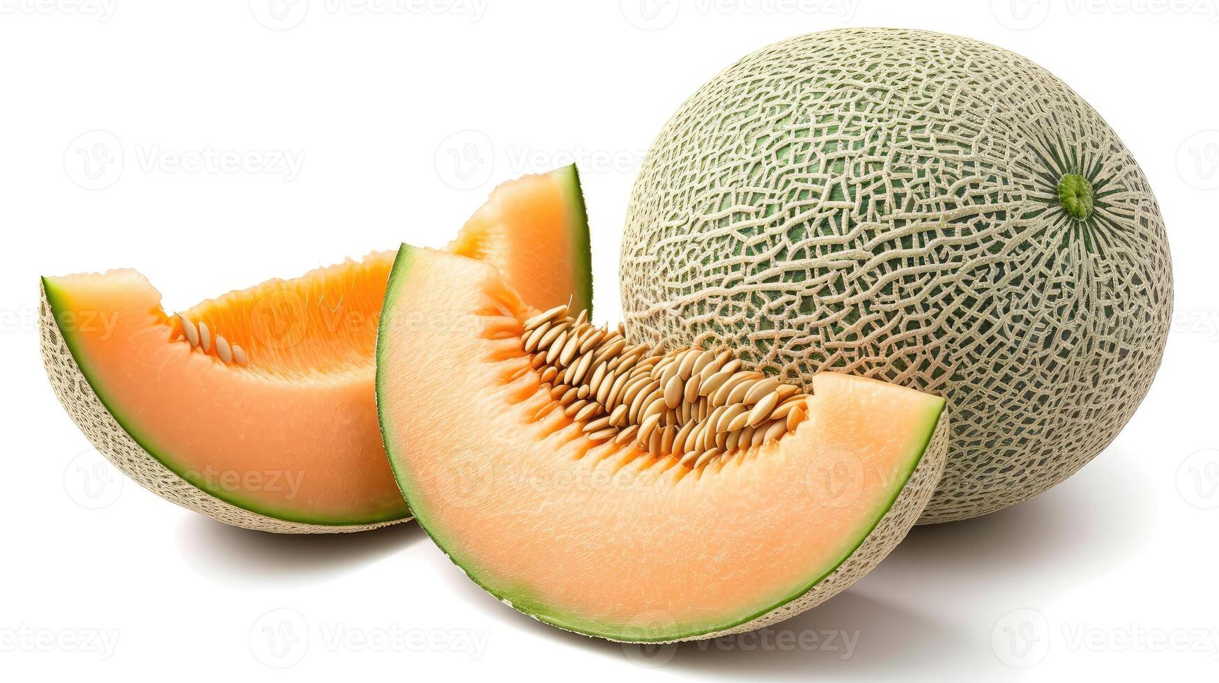 AI generated cantaloupe on isolated white background. photo