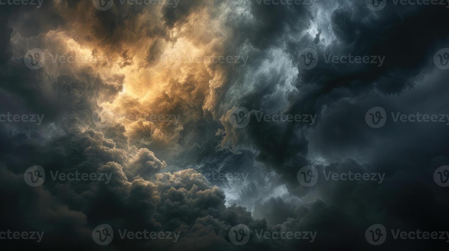 AI generated Light in the Dark and Dramatic Storm Clouds photo