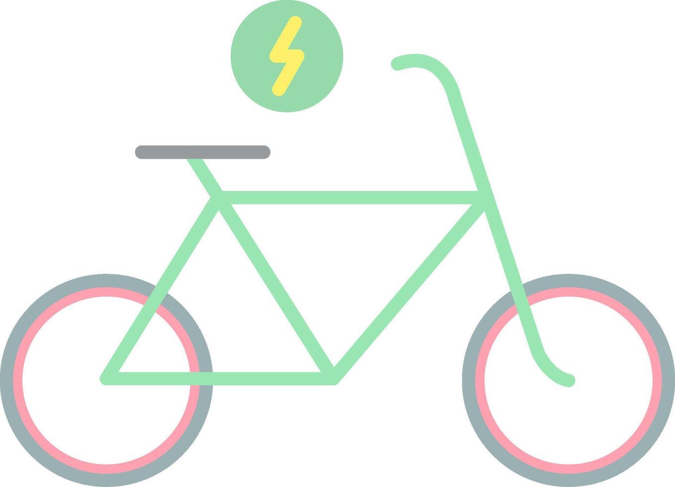 eléctrico bicicleta plano ligero icono vector