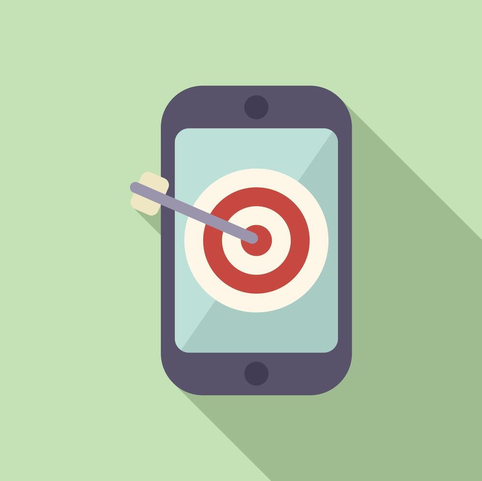 Seo phone target icon flat vector. Rank boost vector
