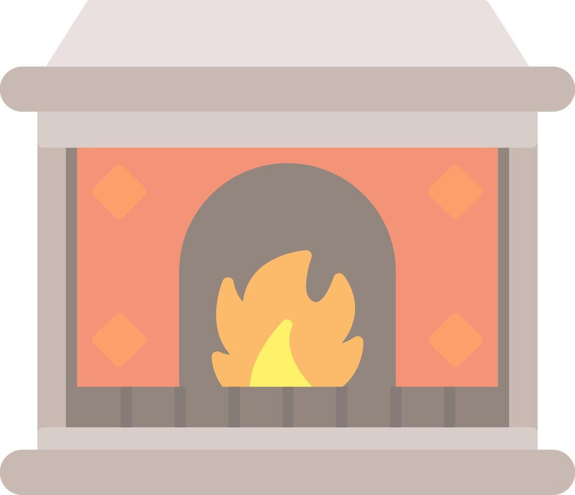 Fireplace Flat Light Icon vector