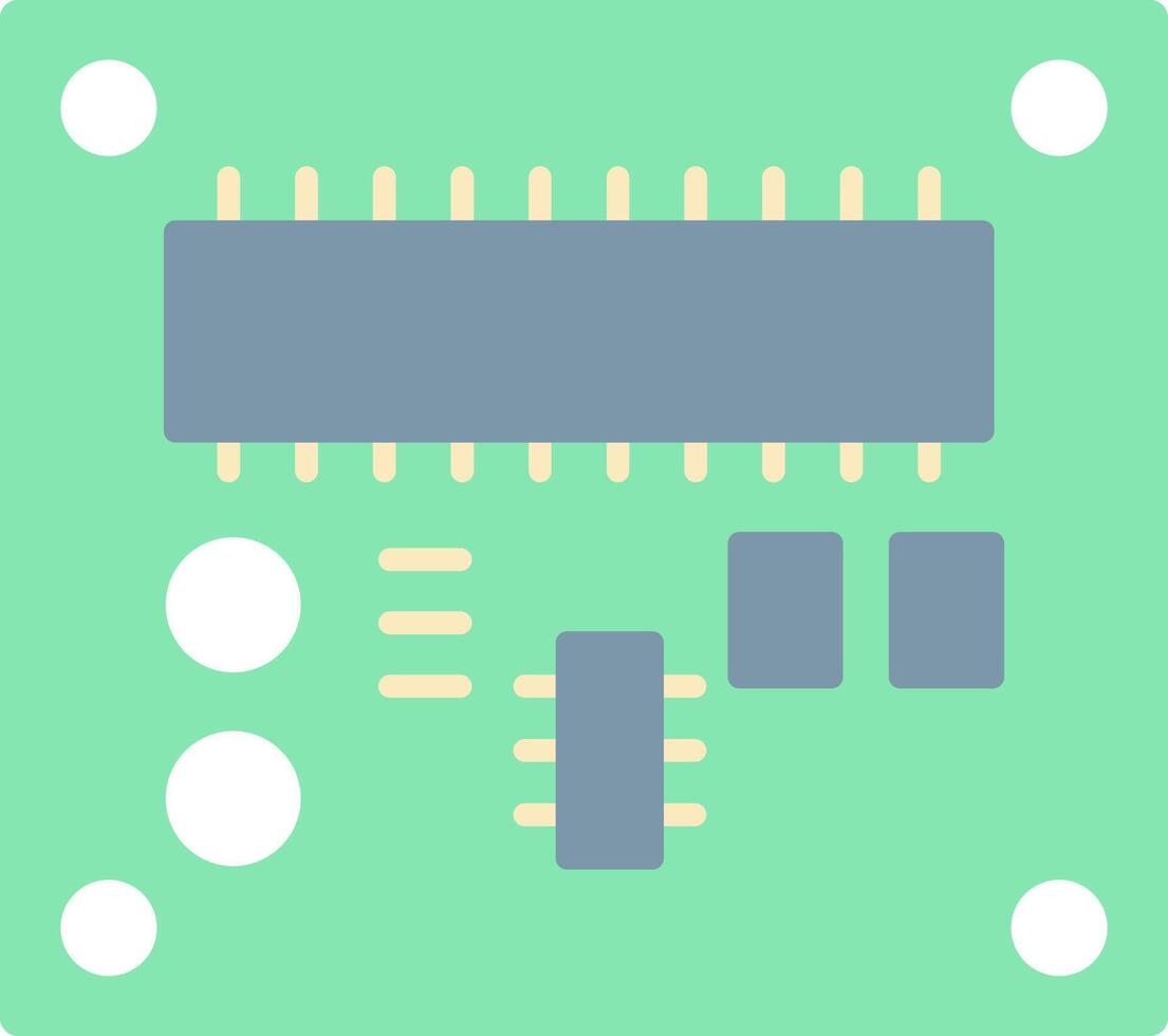 tarjeta de circuito impreso tablero plano ligero icono vector