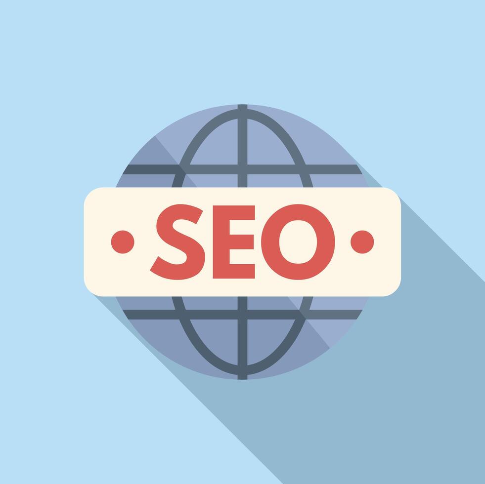 Global seo market icon flat vector. Rank platform vector