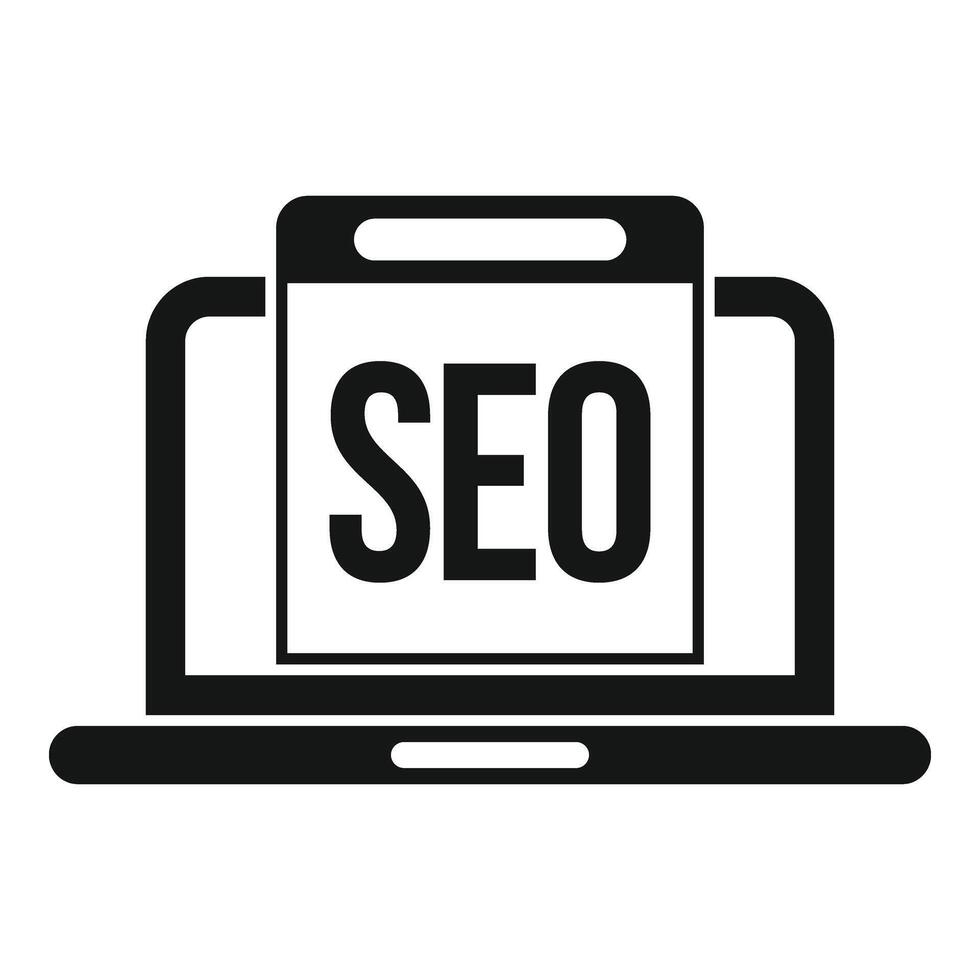 Seo laptop engine icon simple vector. Boost market vector