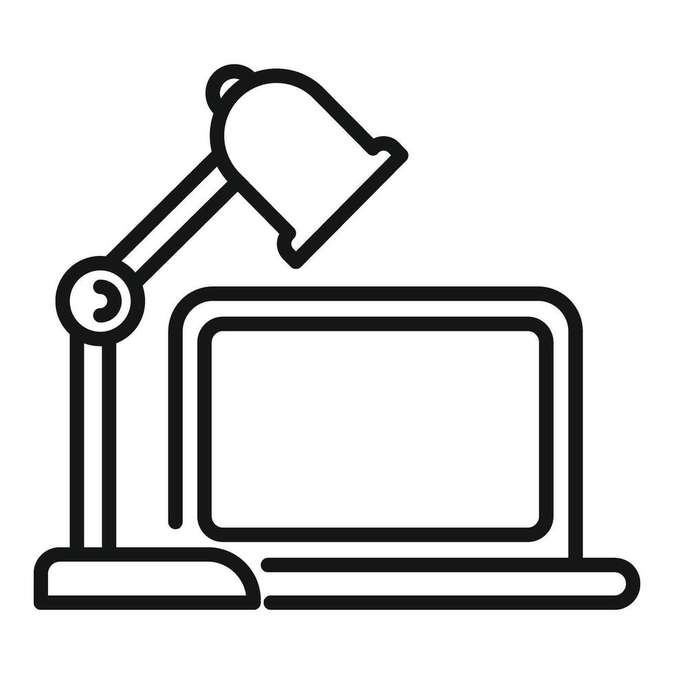 Late laptop work icon outline vector. Hour daily fast active vector