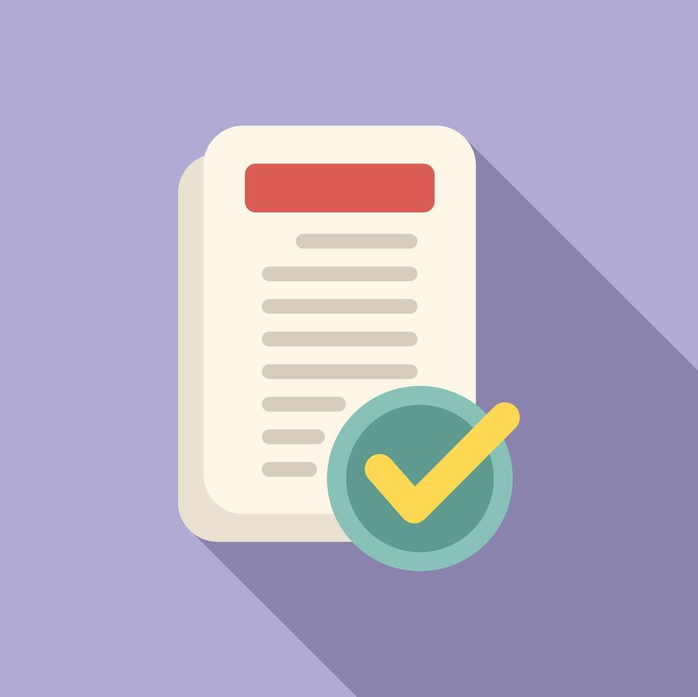 Approved documents icon flat vector. Claim marketing vector
