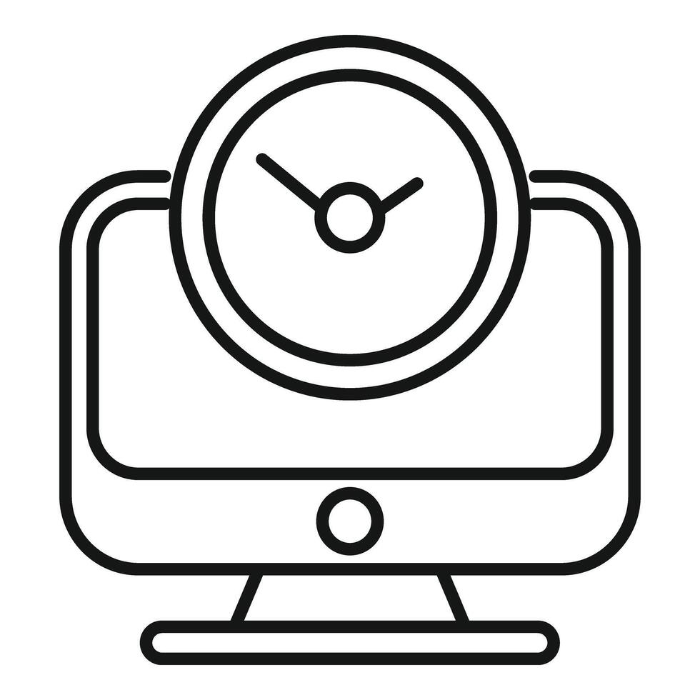 Late computer work icon outline vector. Asleep time vector