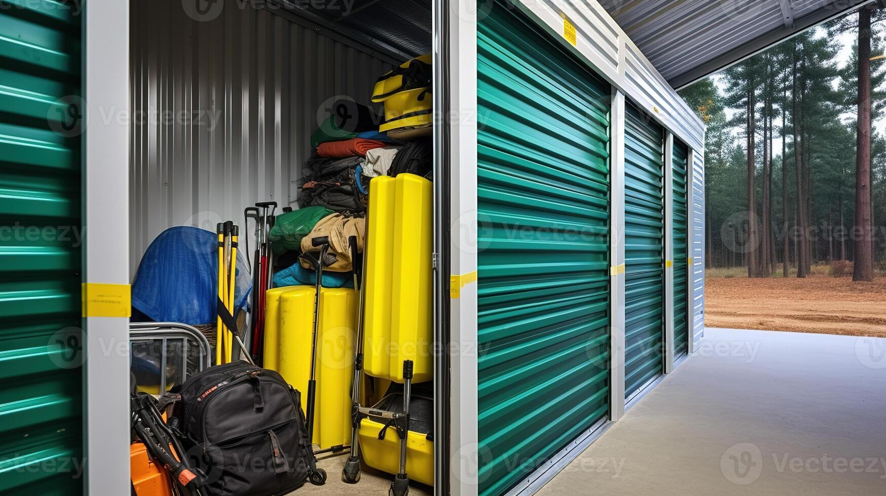 Rear view of two luggage carts in a storage room at the airport photo