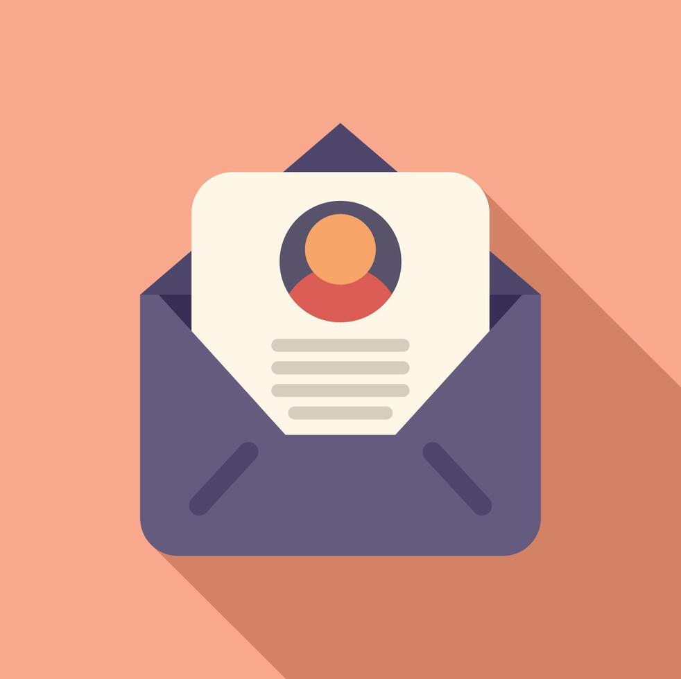 New mail candidate icon flat vector. People search human vector