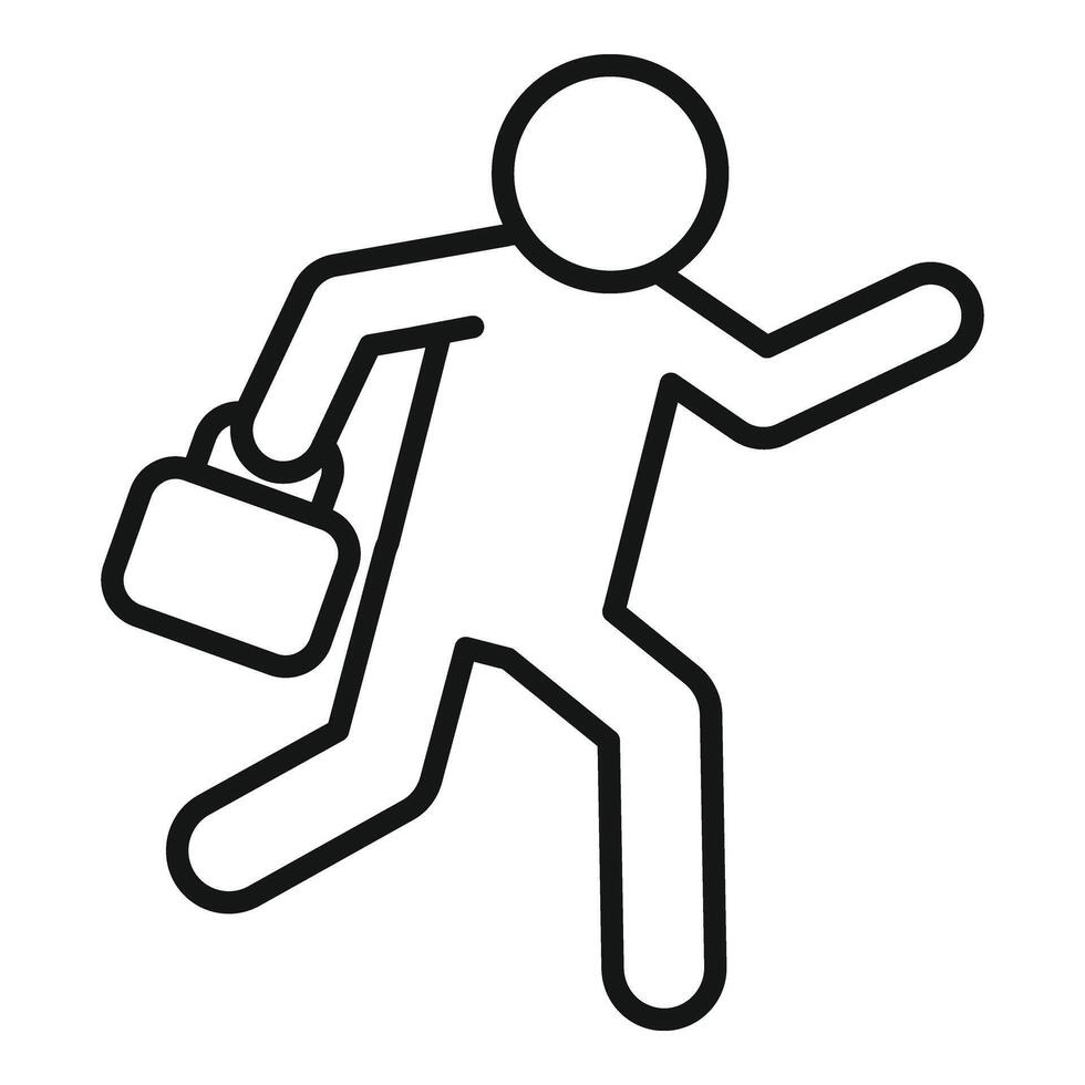 Running person work late icon outline vector. Morning busy vector