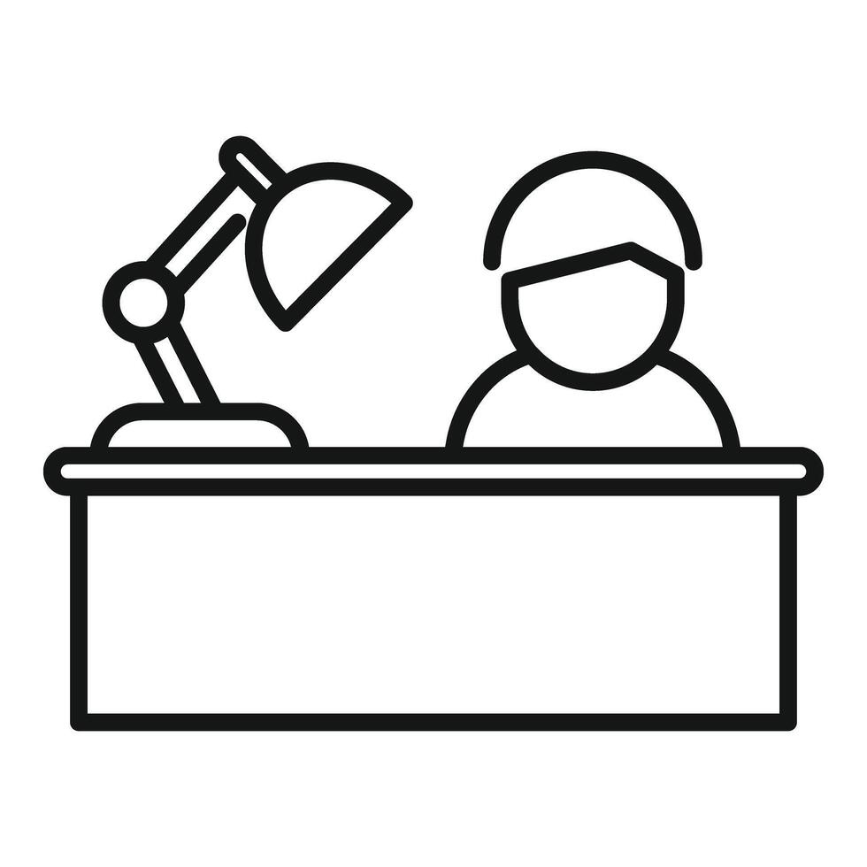 Late desk work icon outline vector. Active fast person vector