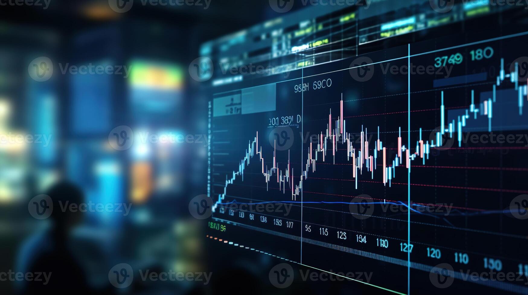 AI generated Background image with forex candlestick chart photo