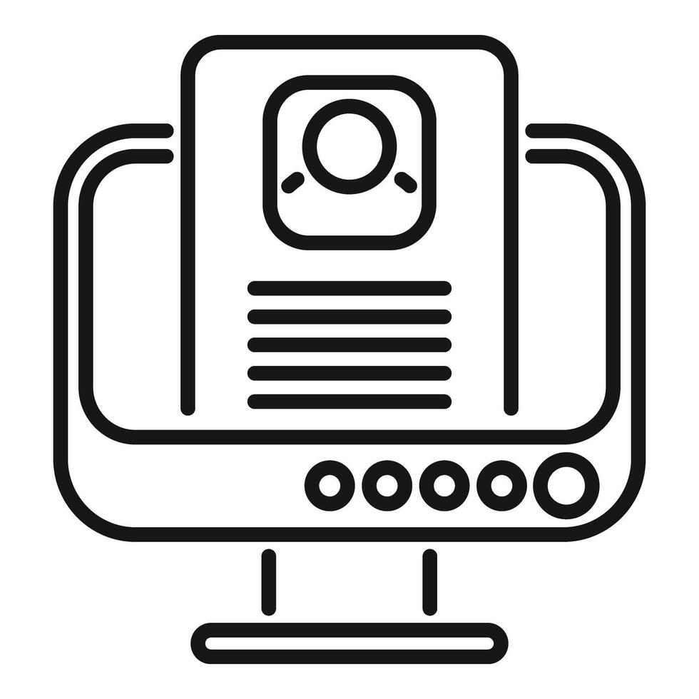 Online service documents icon outline vector. Take head cv vector