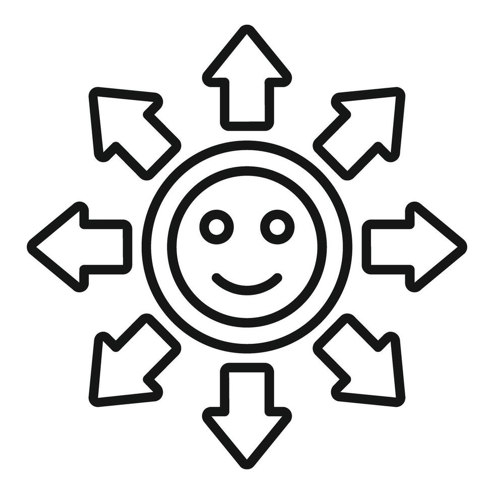 Happy arrow choice icon outline vector. Brain diagram vector