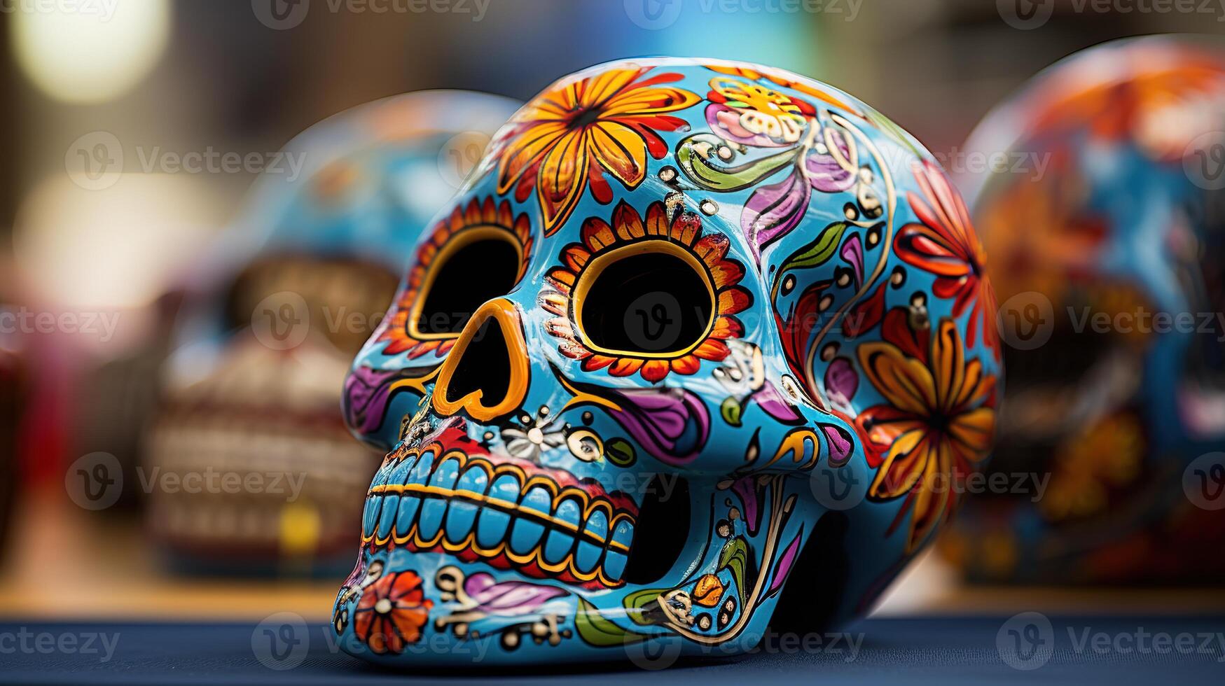 AI generated Day of the Dead Dia de los Muertos Mexican skull photo