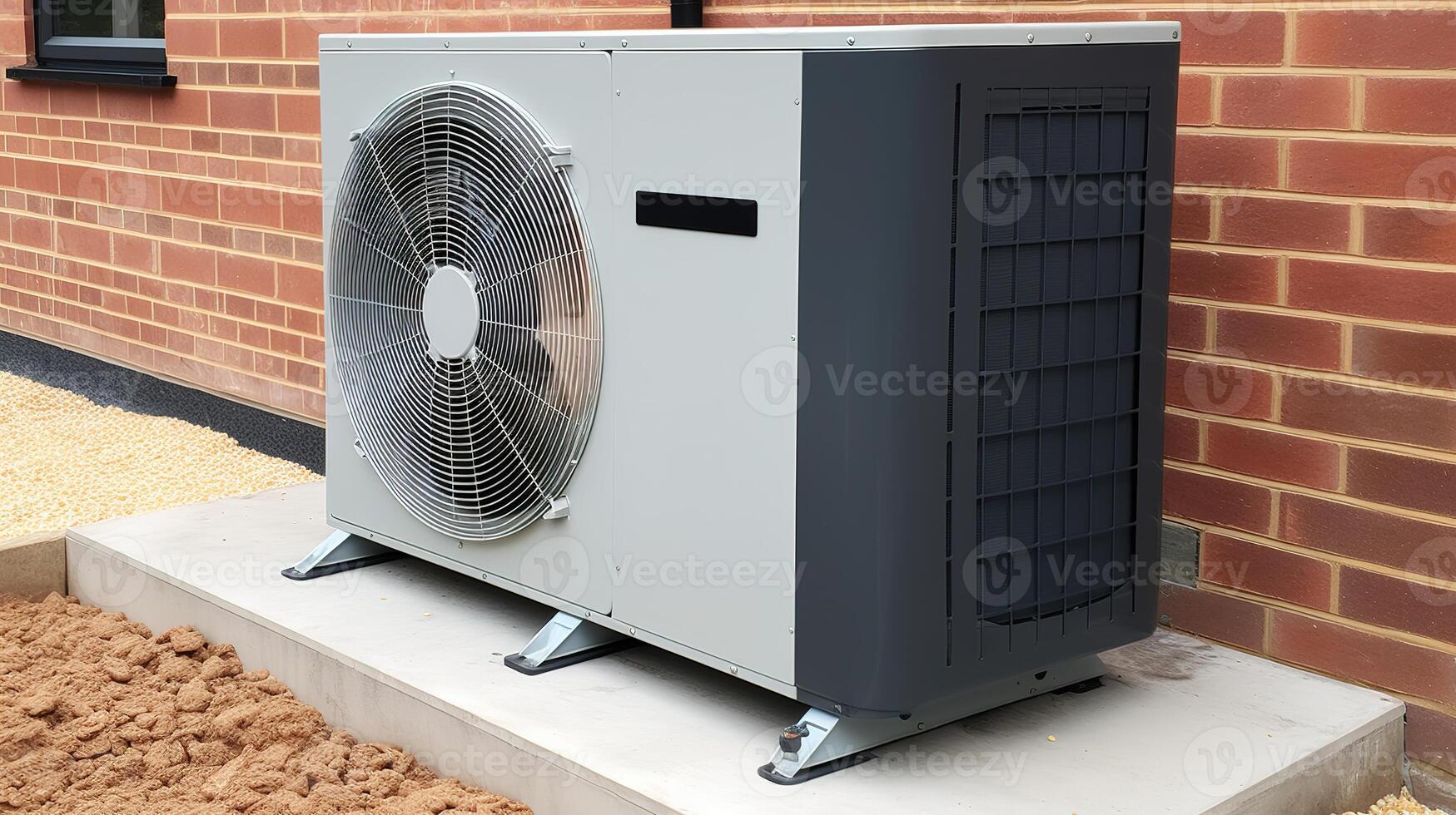 AI generated Air conditioner on the roof of a new house. Installation of air conditioner. photo