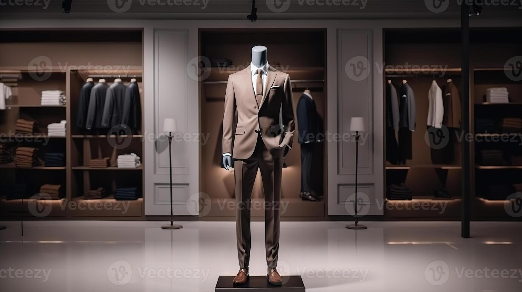 AI generated Mannequins in a fashion store window. 3d rendering photo