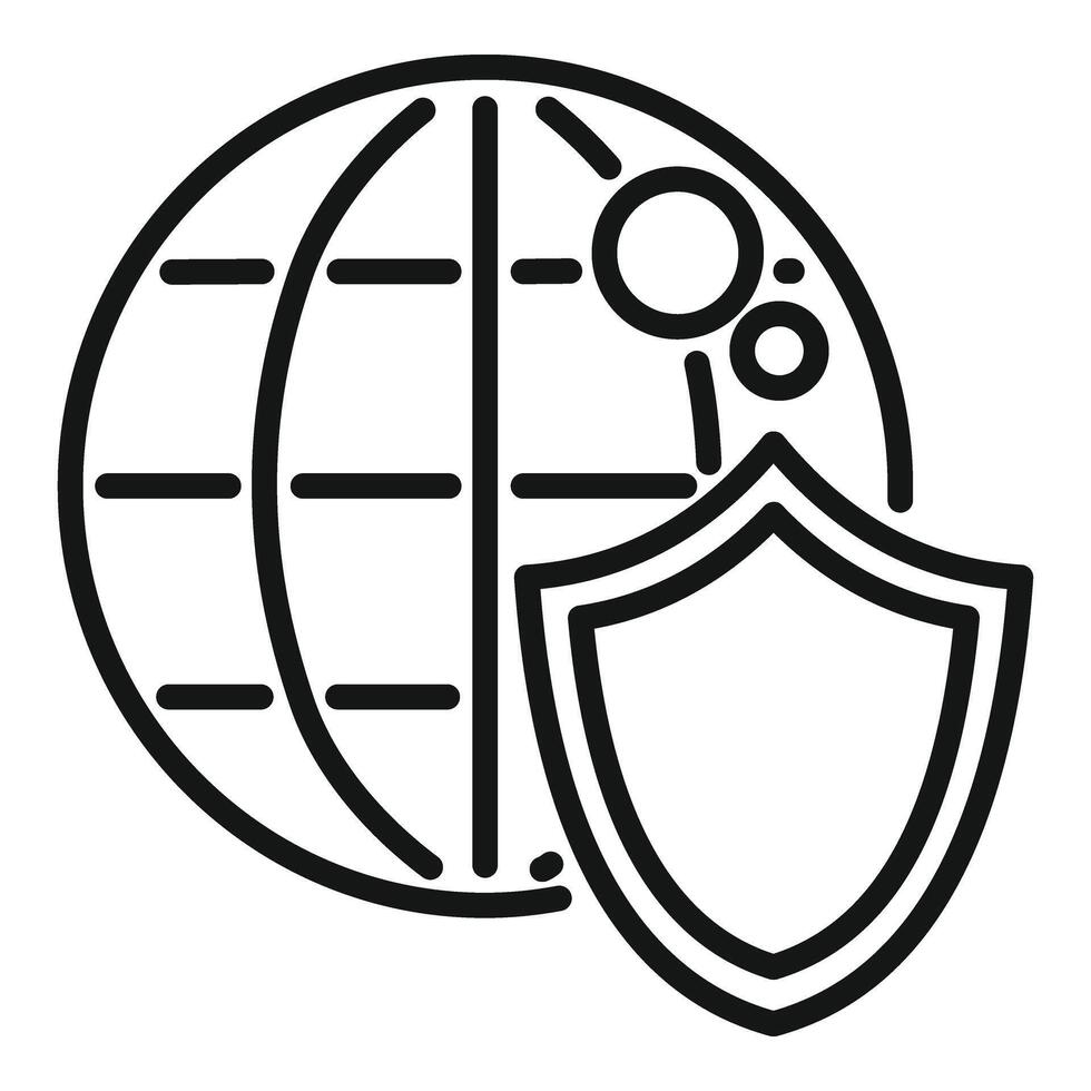 Global secured data icon outline vector. Privacy policy vector