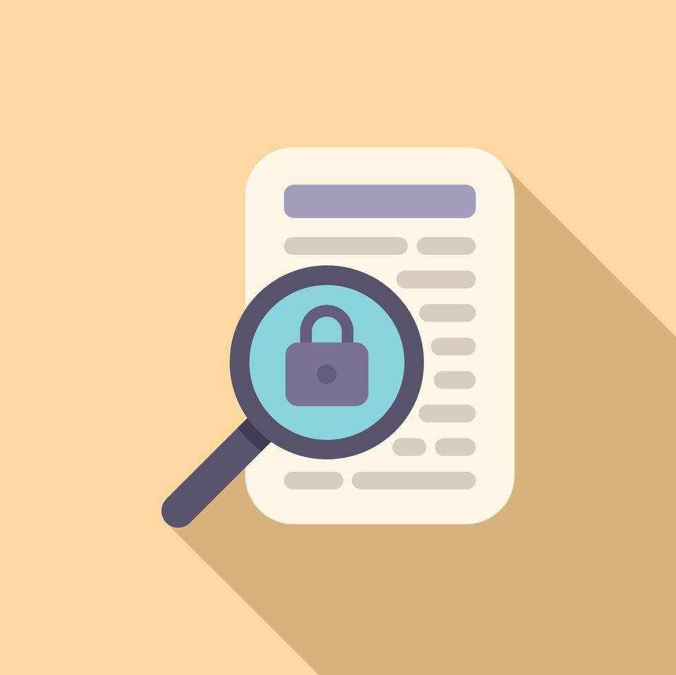 Search data protect icon flat vector. Document procedure vector