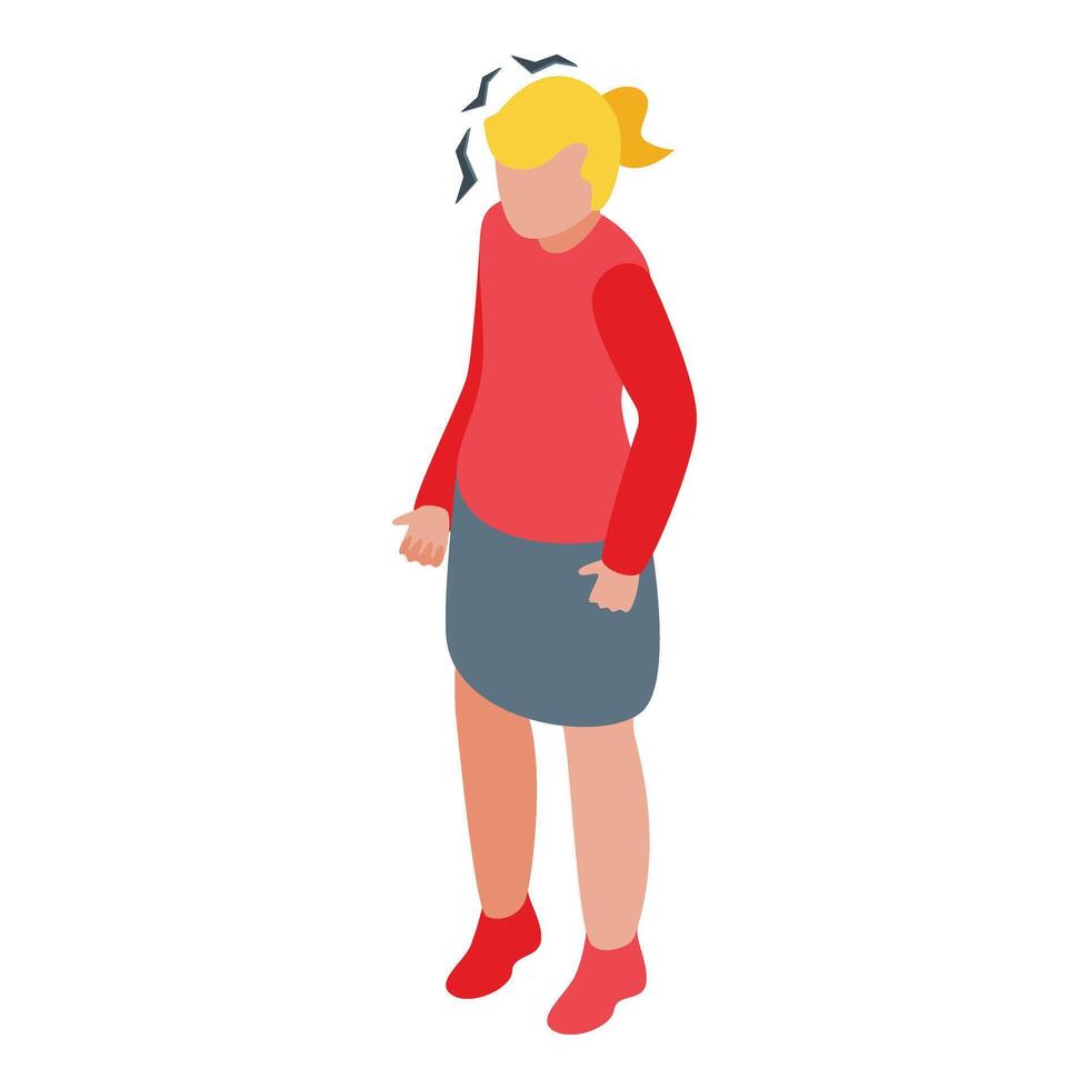 Woman headache icon isometric vector. Sleep problem vector