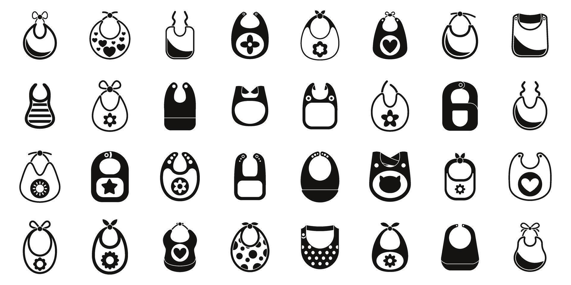 Bib icons set simple vector. Baby food kids vector