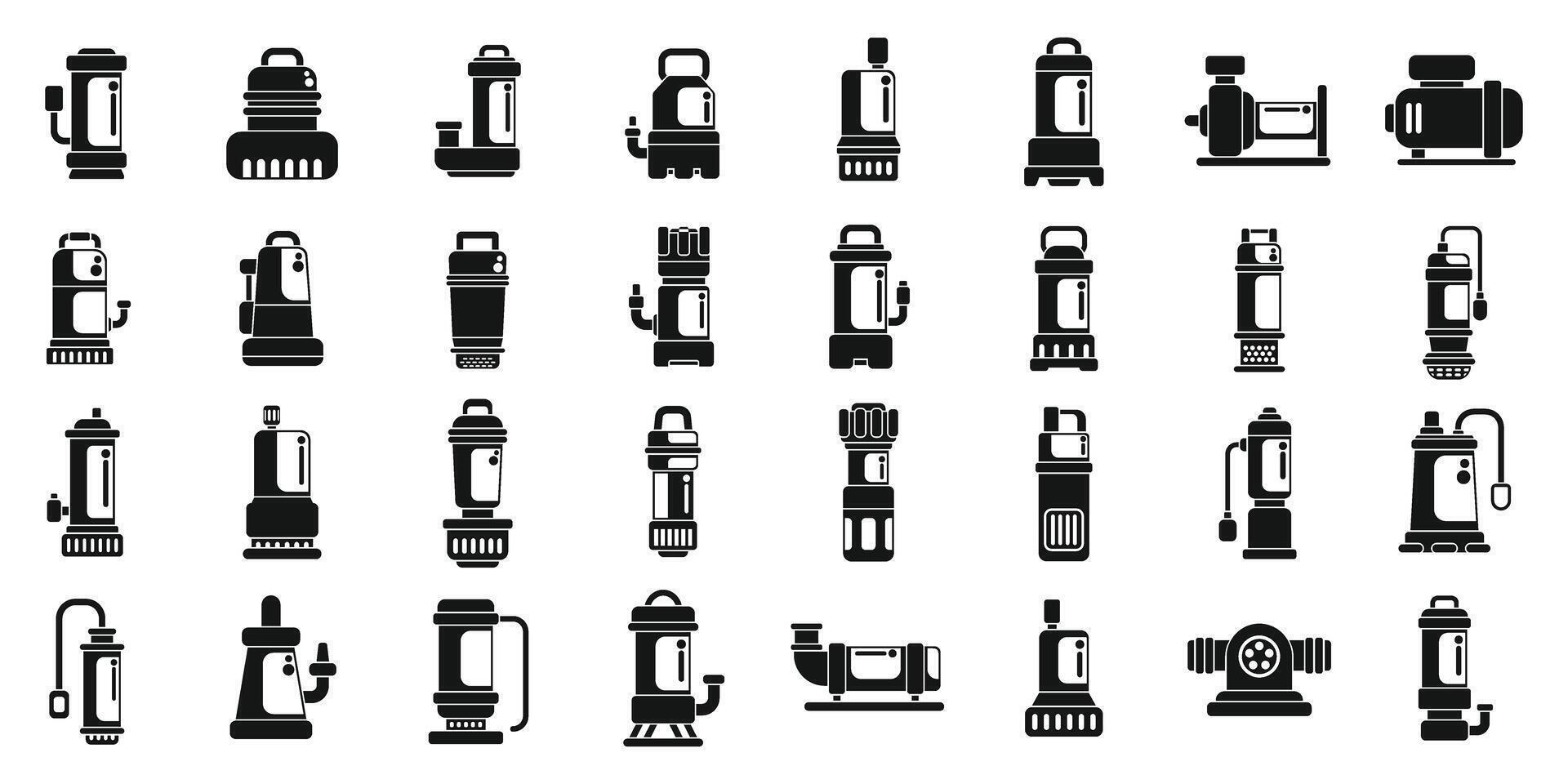 Submersible pump icons set simple vector. Motor machine vector