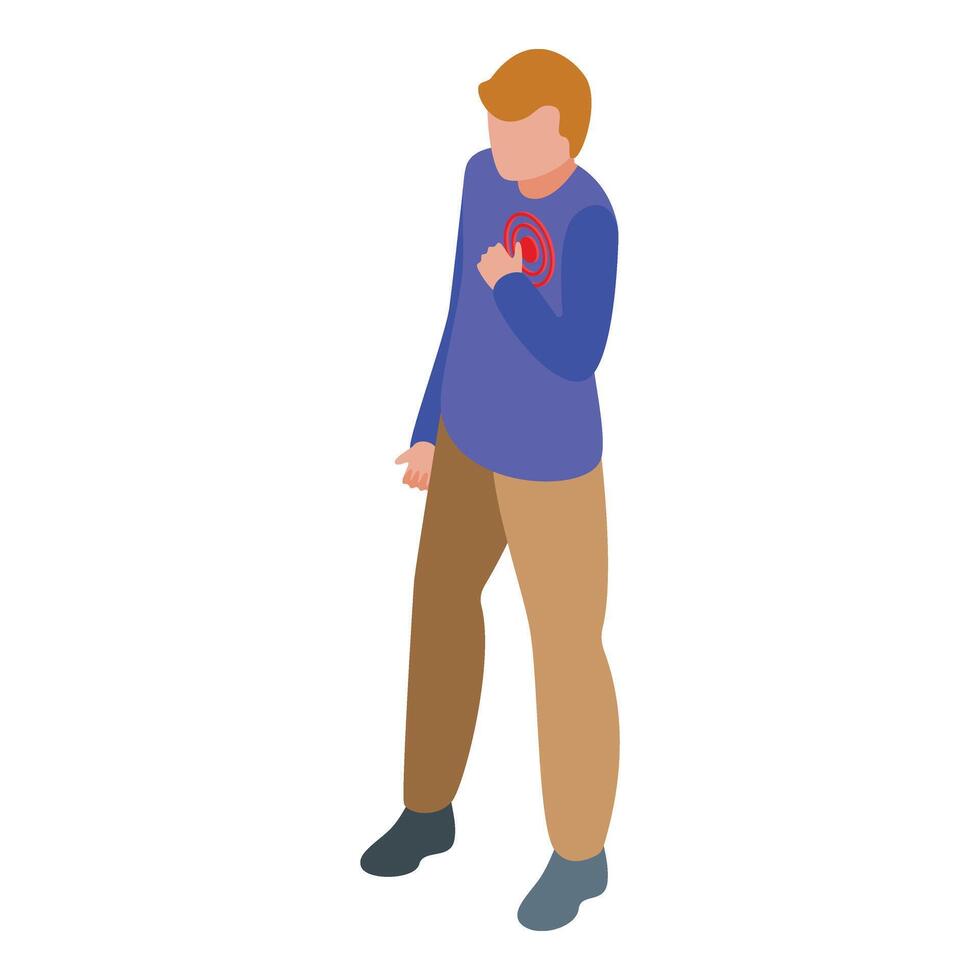 Heart pain person icon isometric vector. Medicine help vector