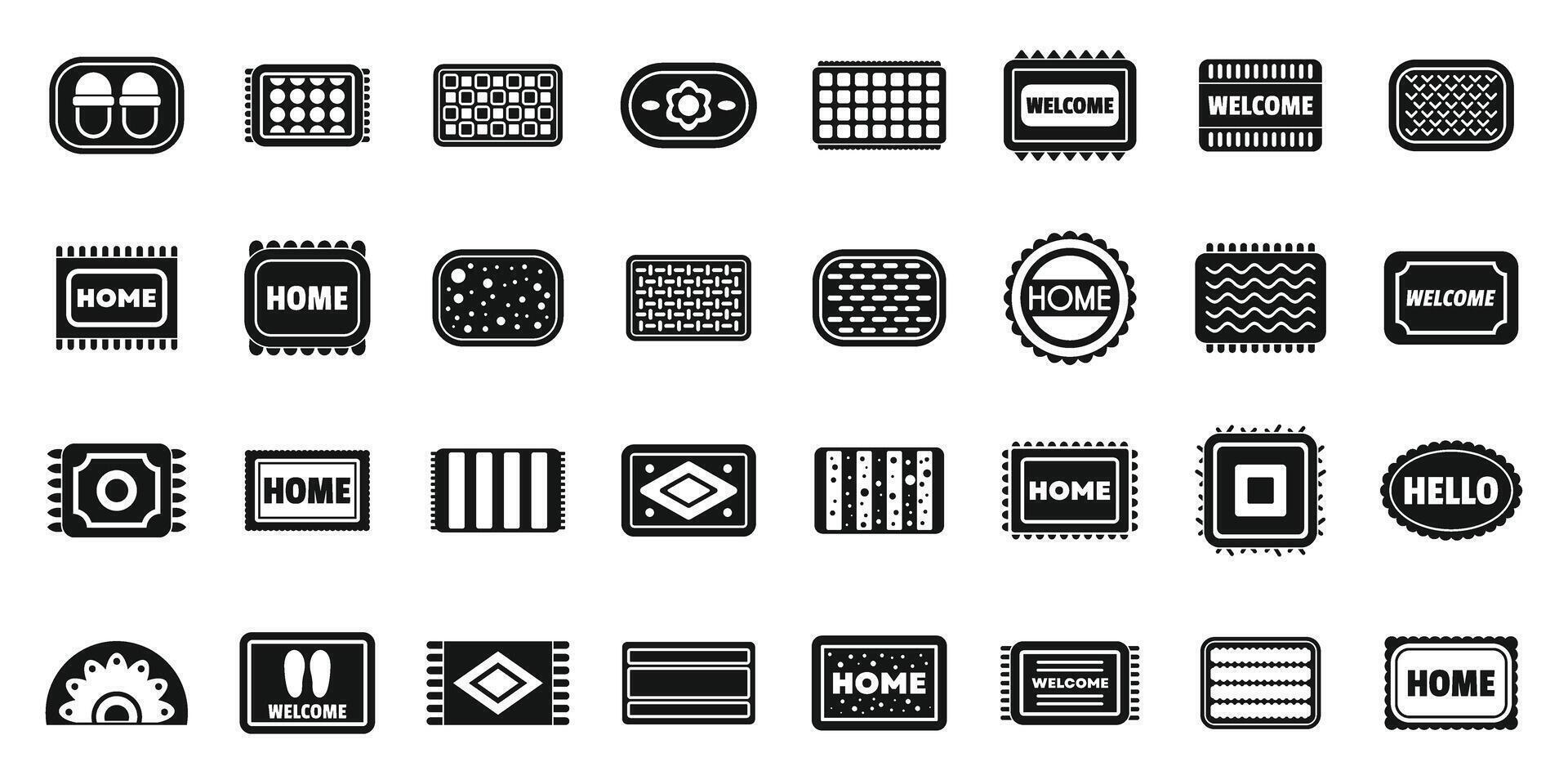 Door mat icons set simple vector. Floor office vector