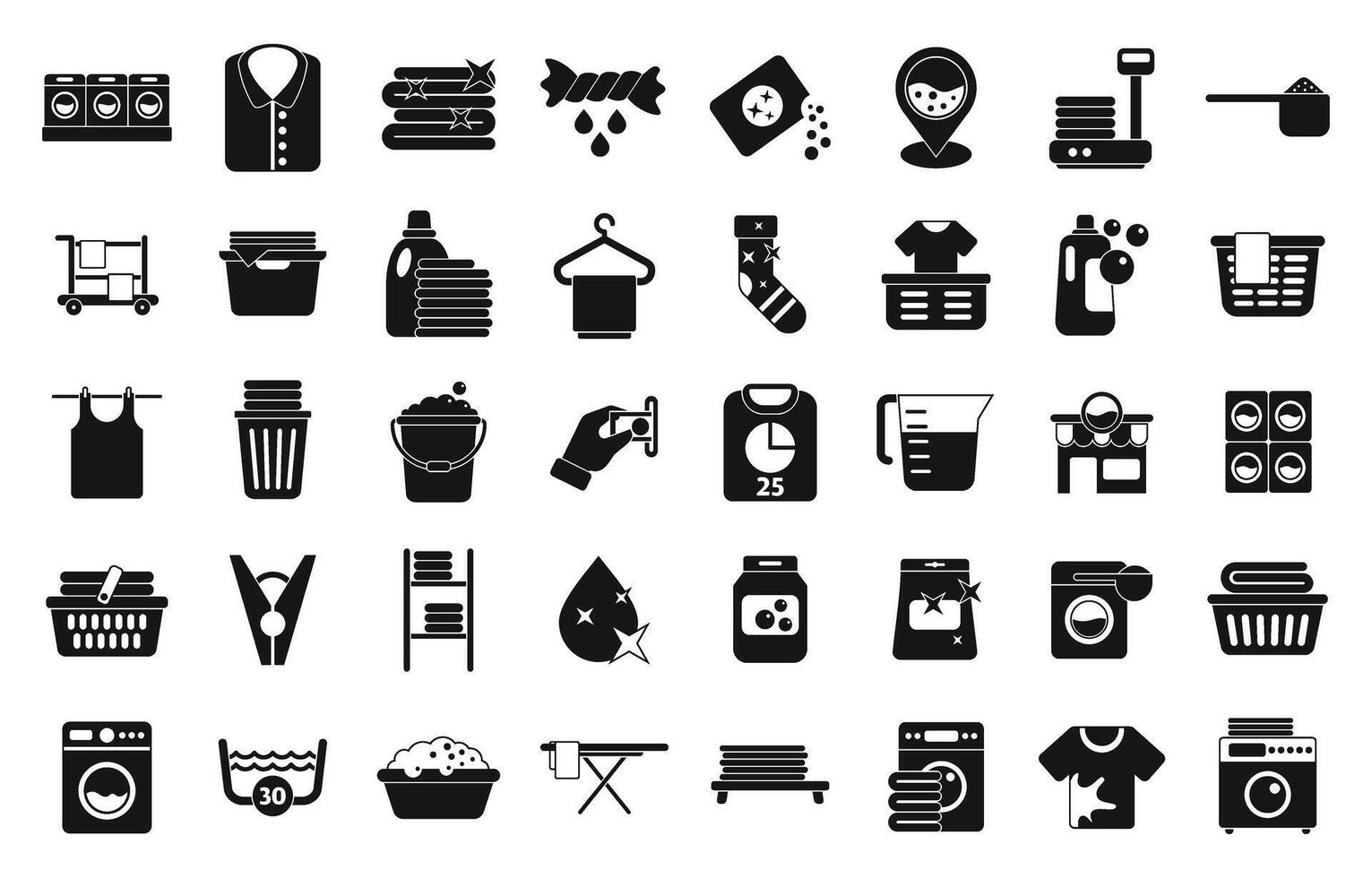 Laundromat icons set simple vector. Laundry room vector