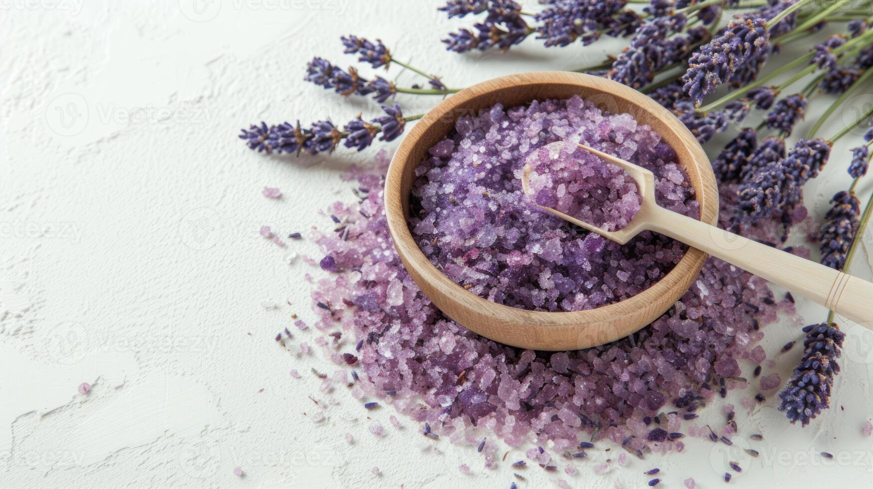 AI generated Natural scrub with lavender on a white texture background photo