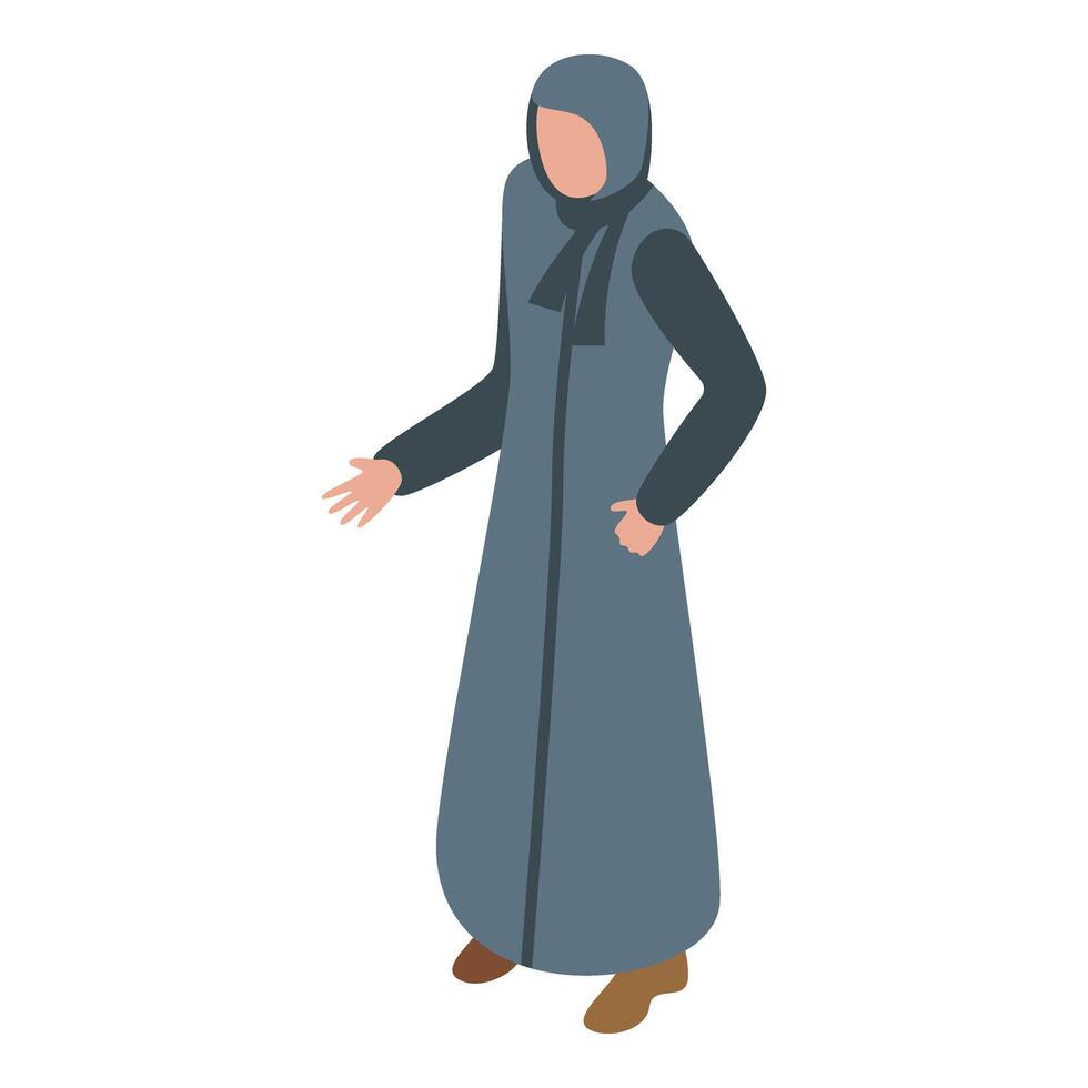 Qatar arabian female icon isometric vector. Tall nation vector