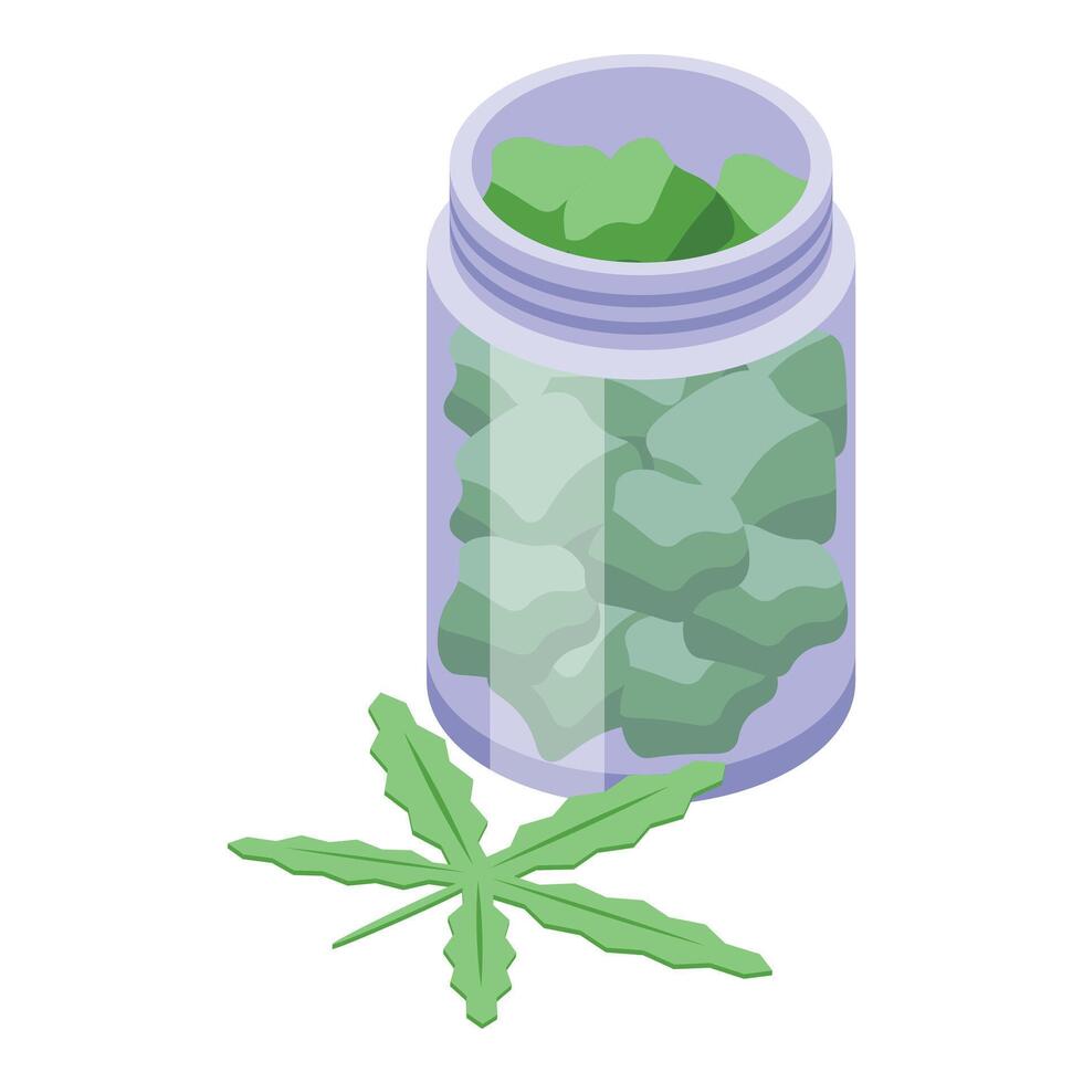 marijuana pastillas icono isométrica vector. convulsión problema vector