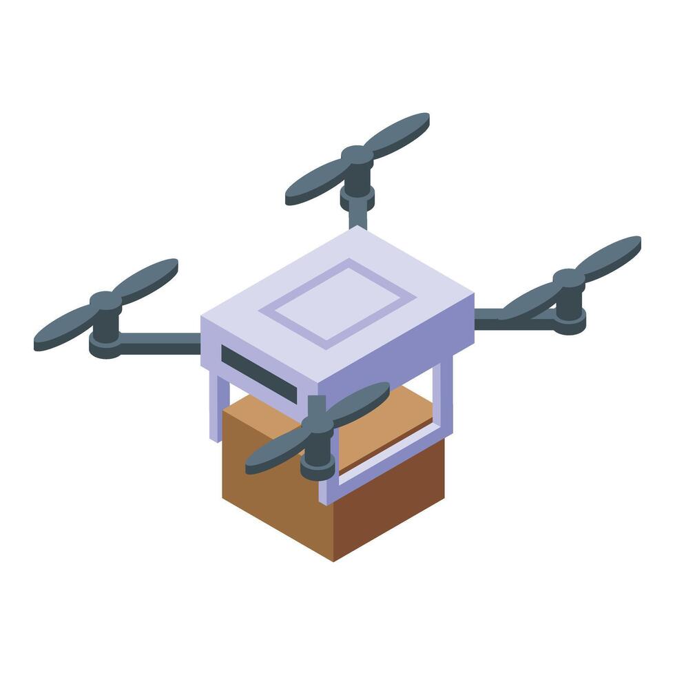 Drone parcel delivery icon isometric vector. Food shop vector