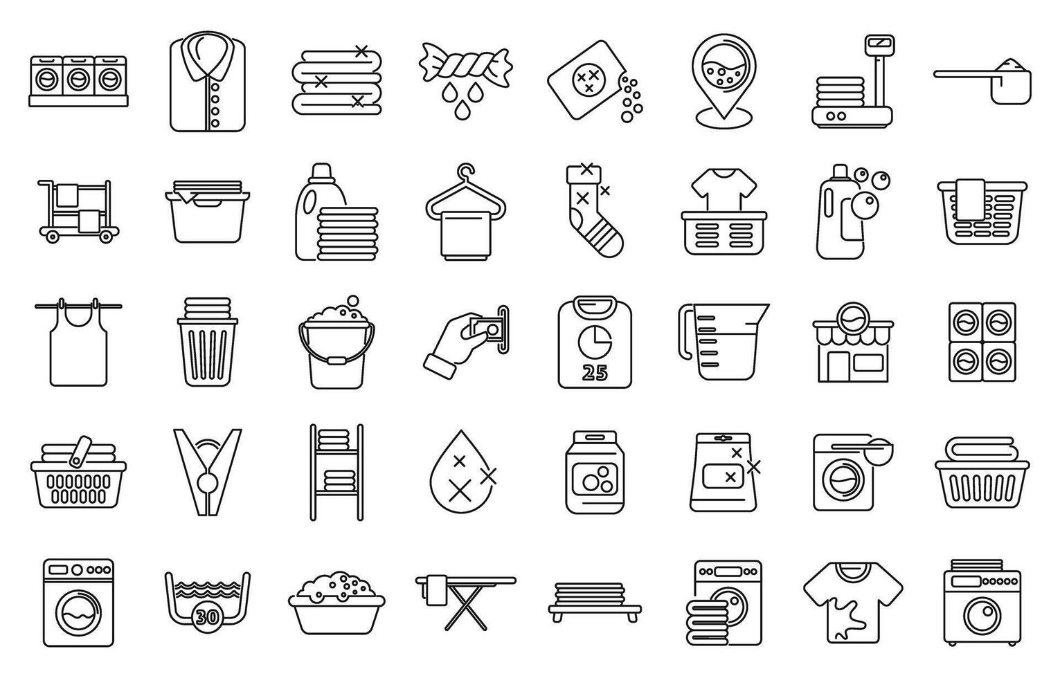 Laundromat icons set outline vector. Laundry room vector