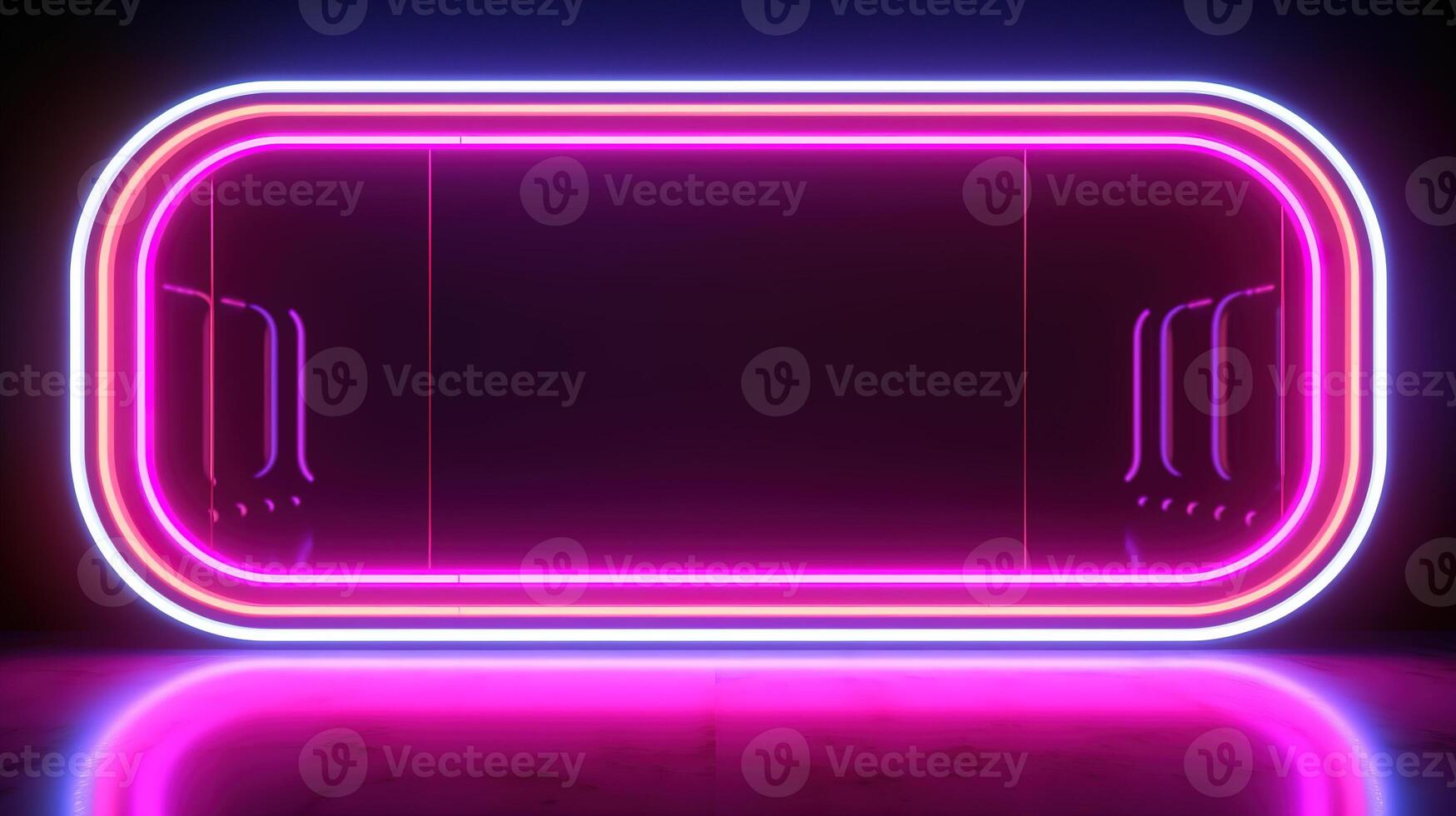 AI generated 3d render of neon background with empty space in front of a wall photo