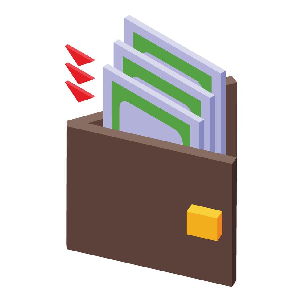 Low money wallet icon isometric vector. Budget dollar vector