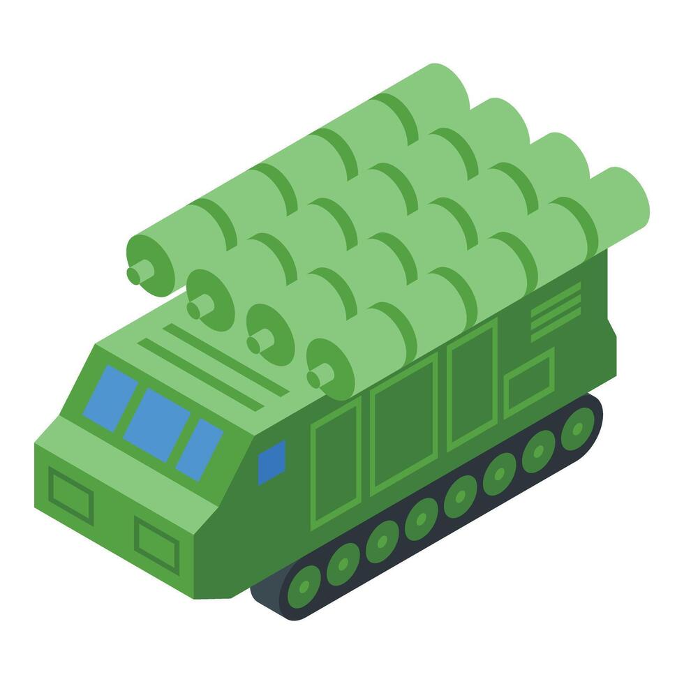 Anti aircraft missile system icon isometric vector. Unit model vector