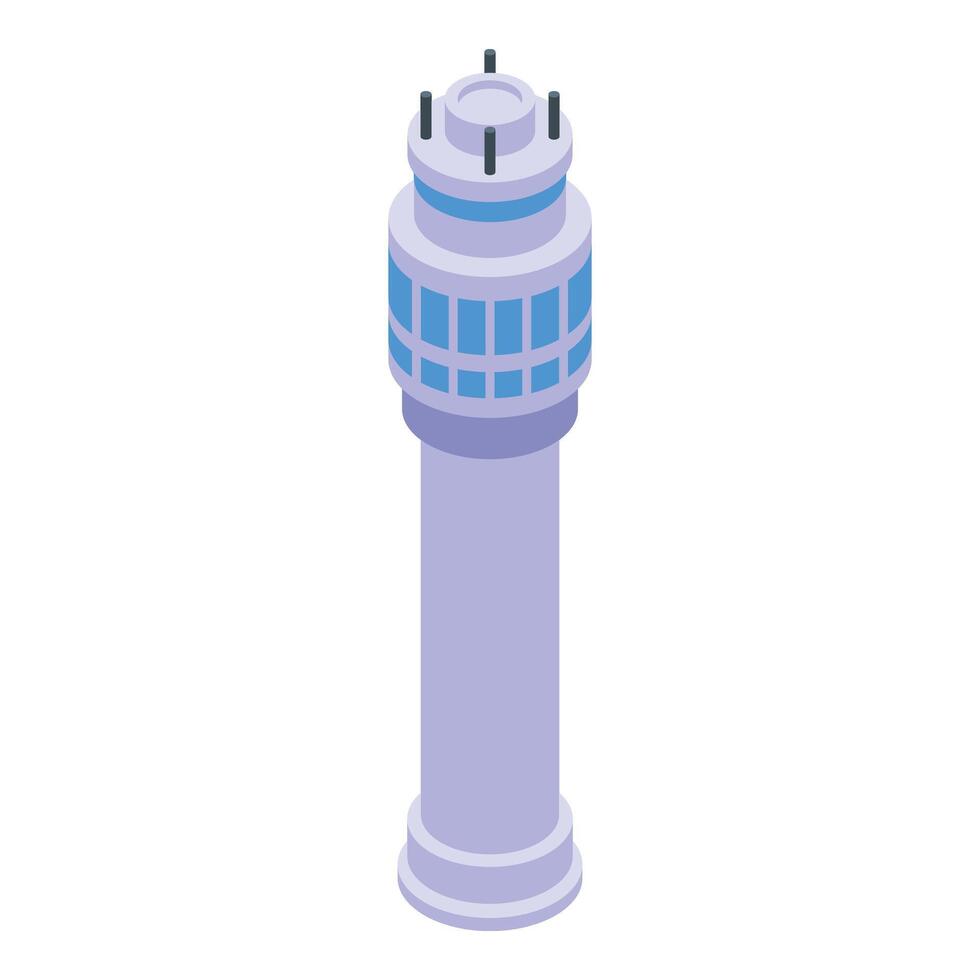 Airport tower icon isometric vector. Plane security vector