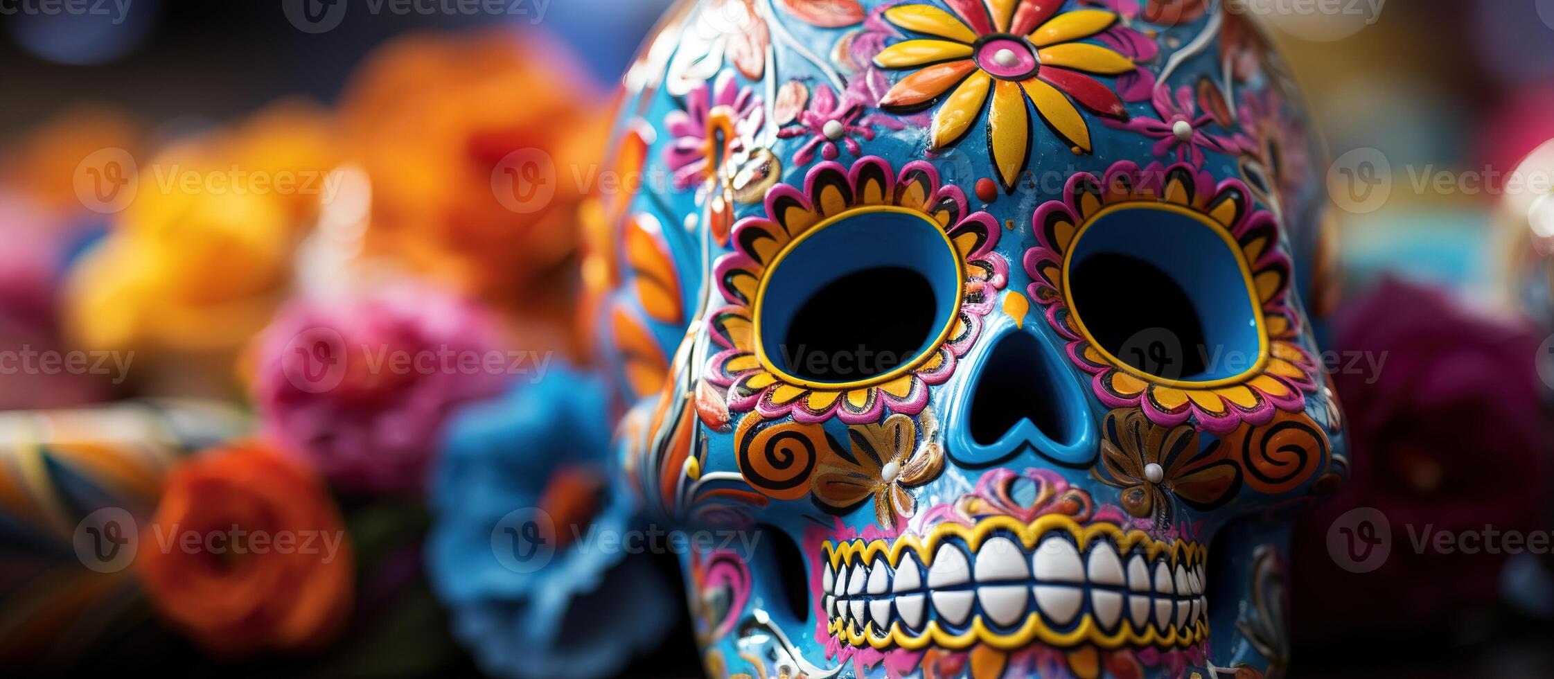 Traditional mexican sugar skull souvenir, photo