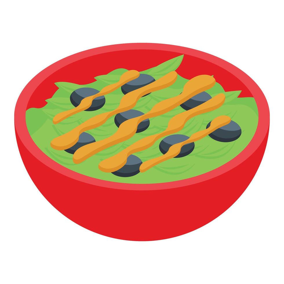 Tahini salad bowl icon isometric vector. Pita greek vector