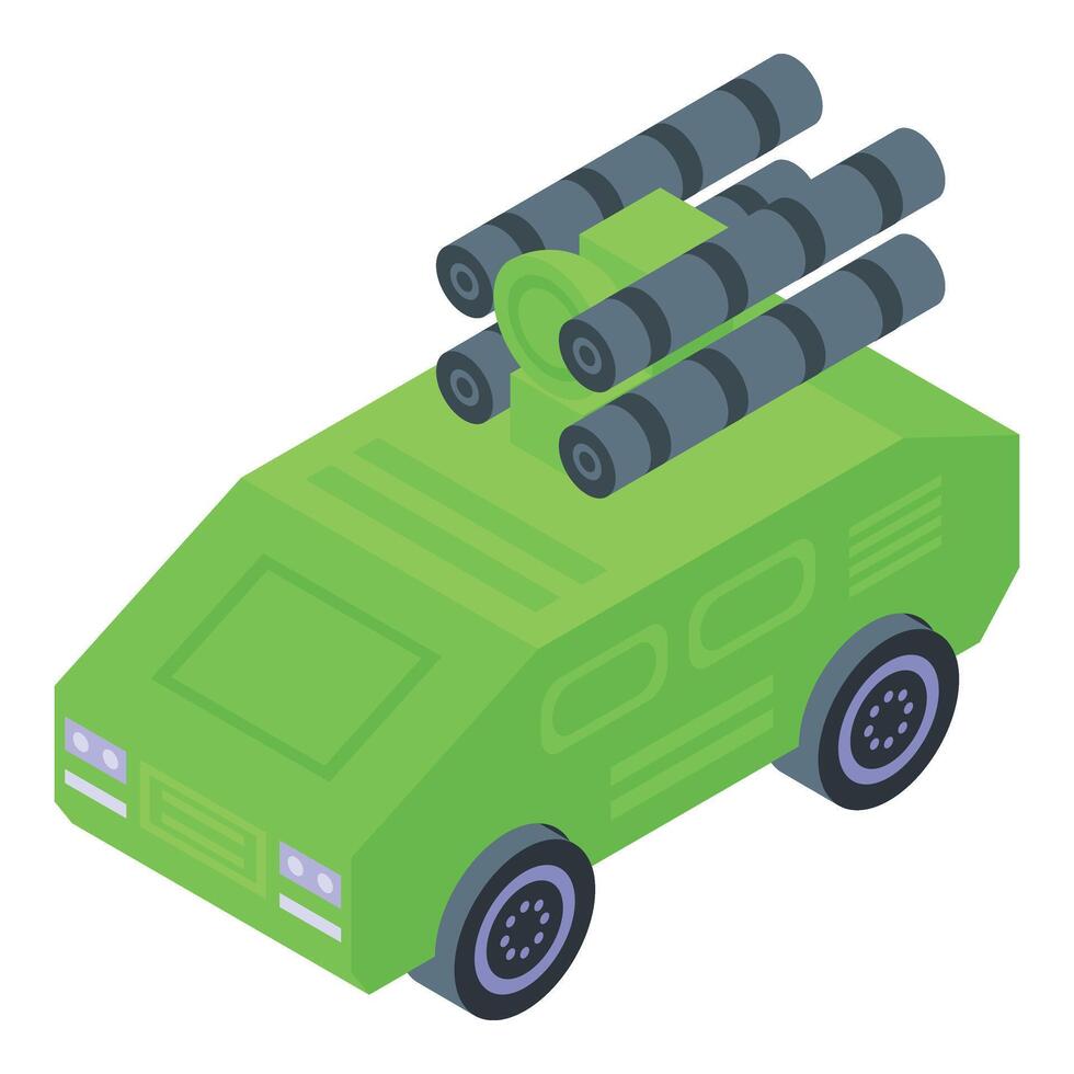 armado vehículo icono isométrica vector. defensivo camión vector
