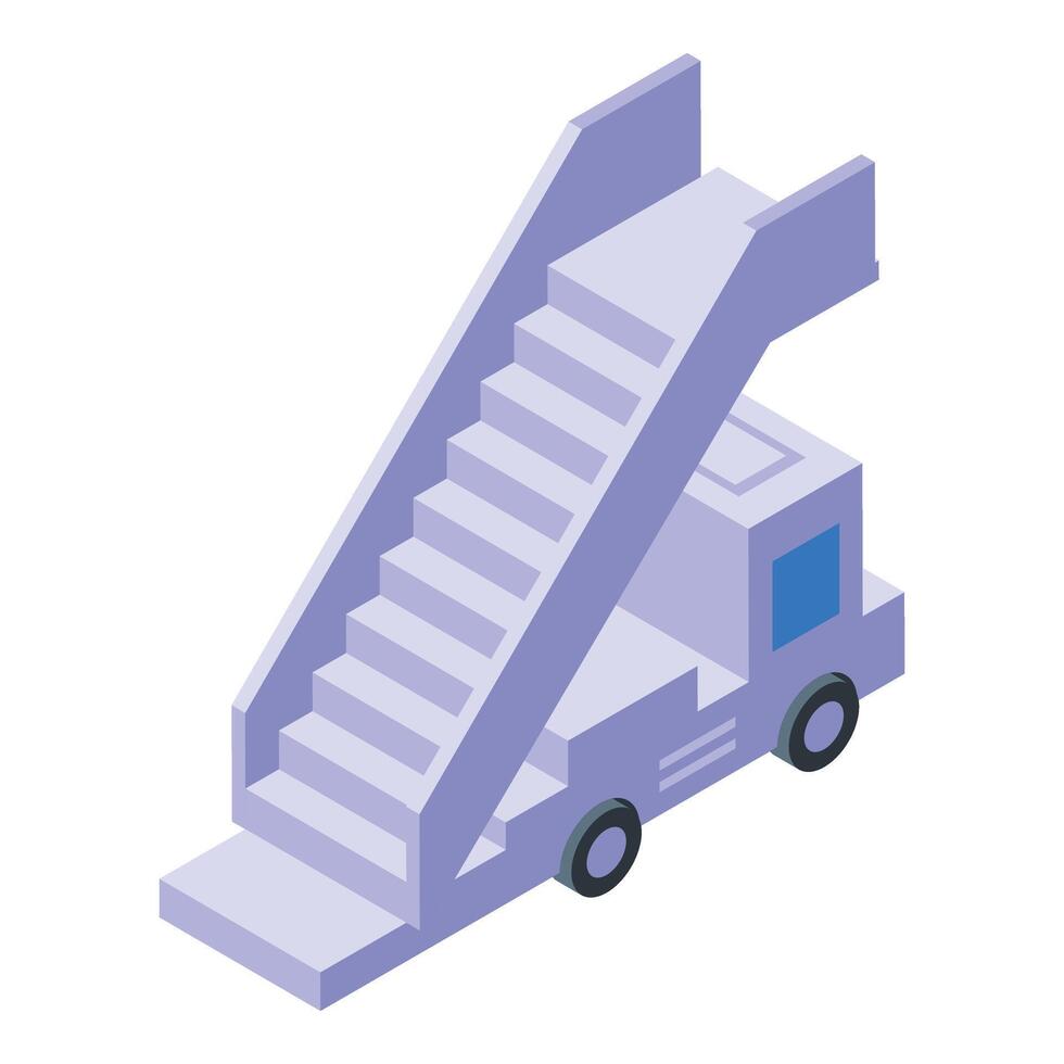 Truck stairs aircraft icon isometric vector. Medical aviation vector