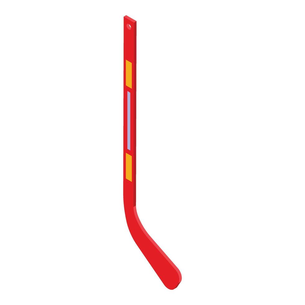 Red color hockey stick icon isometric vector. Activity frozen vector