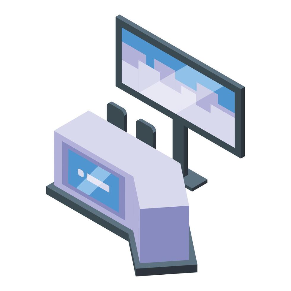 Online news production icon isometric vector. Female persona vector