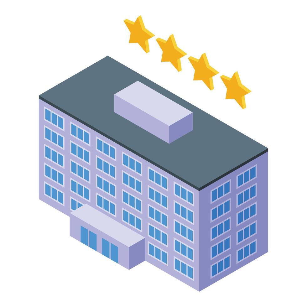 Four star hotel icon isometric vector. App locate vector