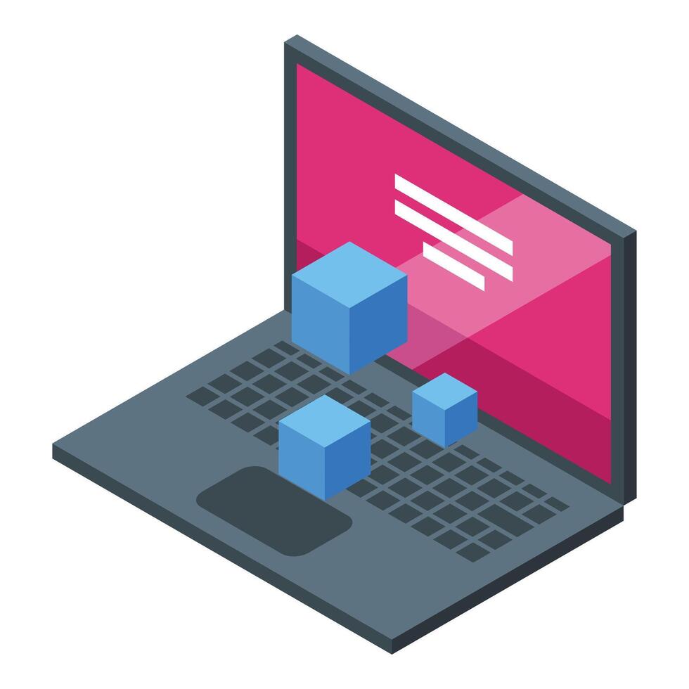 Laptop metaverse tech icon isometric vector. Device man vector