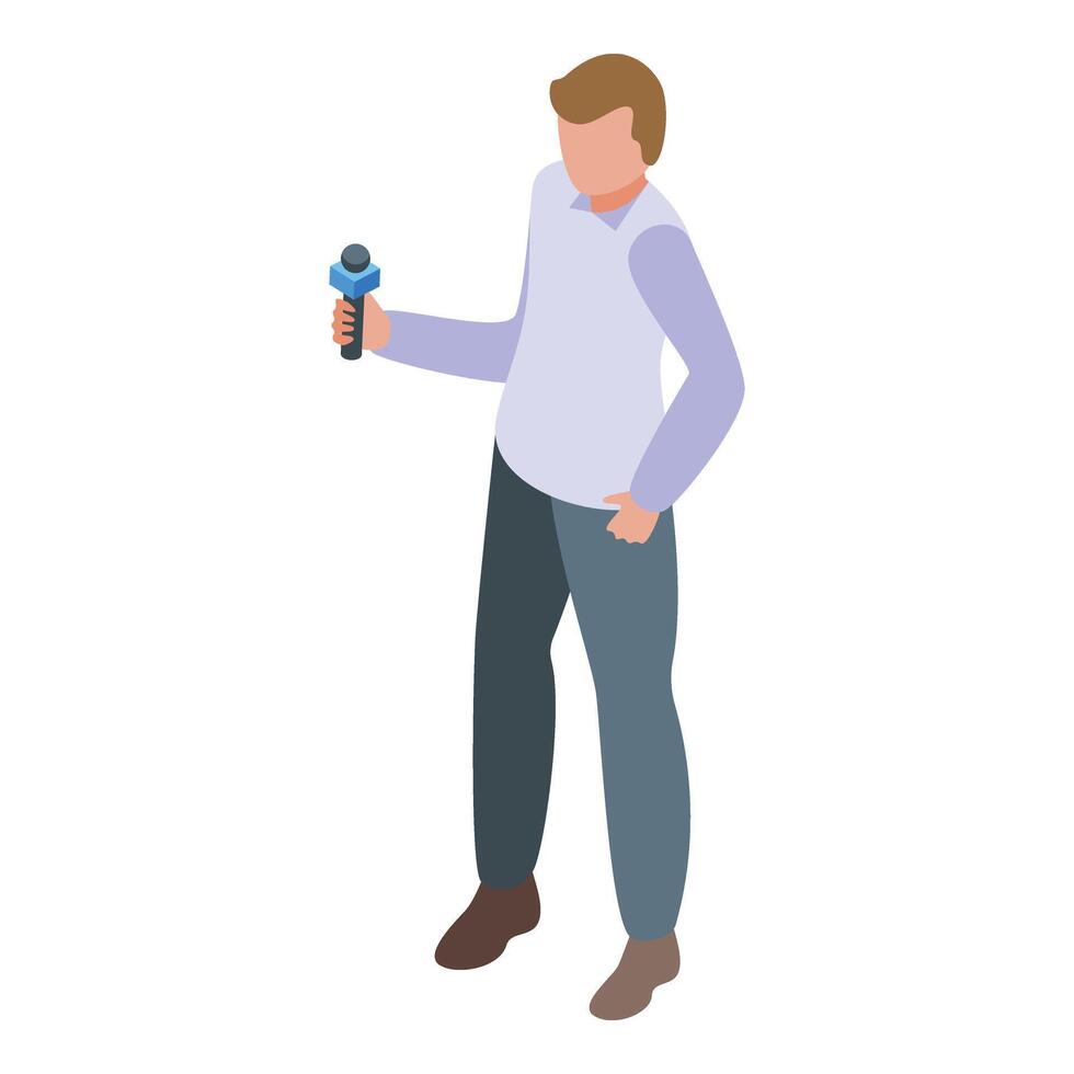 Man new reporter icon isometric vector. Camera media host vector