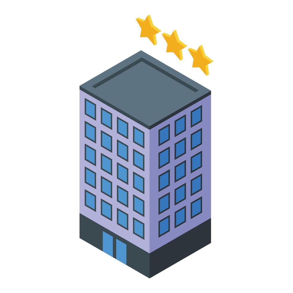 Three star hotel find icon isometric vector. Vacation holiday vector
